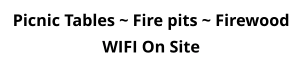 Picnic Tables ~ Fire pits ~ Firewood WIFI On Site